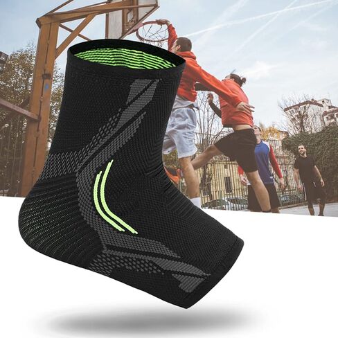 Keenso Ankle Support Brace, Ankle Spandex Support Brace Breathable Stabilizer Strap Compression Sleeve for Sports Basketball Fitness Riding (L in Saudi Arabia