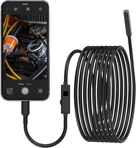 1920p HD عدسة ثنائية العدسة الكاميرا شبه الكابلات ثعبان نصف الصبغ IP67 مصابيح مضادة للماء 8 أضاءة قابلة للتفتيش على خط الأنابيب الصناعية قابلة للتفتيش متوافق مع كاميرا IOS/Android المنظار (3.5 قدم) in Kuwait