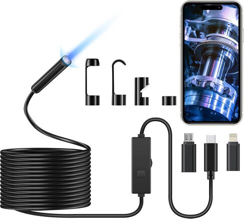 كاميرا المنظار مع الضوء ، 1920p HD Borescope مع 8 مصابيح LED قابلة للتعديل ، و 16.4 قدم كاميرا الأفعى شبه المقصودة 7.9 مم IP 67 منظار الصناعي المقاوم للماء لنظام التشغيل iOS و Android in Saudi Arabia