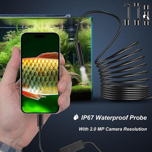 كاميرا المنظار مع الضوء ، 1920p HD Borescope مع 8 مصابيح LED قابلة للتعديل ، و 16.4 قدم كاميرا الأفعى شبه المقصودة 7.9 مم IP 67 منظار الصناعي المقاوم للماء لنظام التشغيل iOS و Android in Saudi Arabia