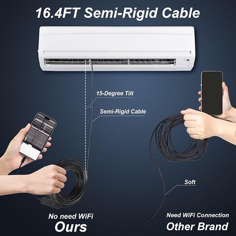 كاميرا المنظار مع الضوء ، 1920p HD Borescope مع 8 مصابيح LED قابلة للتعديل ، و 16.4 قدم كاميرا الأفعى شبه المقصودة 7.9 مم IP 67 منظار الصناعي المقاوم للماء لنظام التشغيل iOS و Android in Saudi Arabia