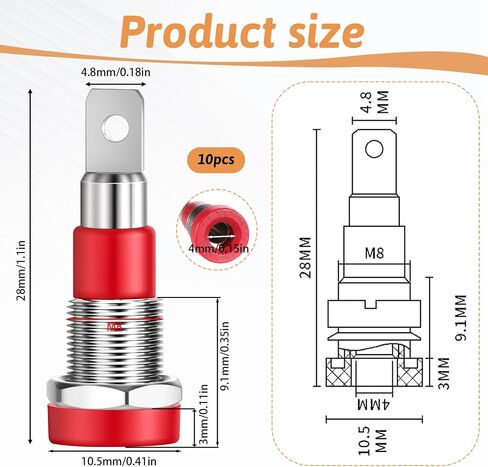 10 PCS Banana Jack Socket Female Banana Plug Connectors Bananas Jack Red and Black Female Socket Binding Post Adapter Brass Soldering Females Sockets Binding Post Adapter for DIY Test Projects in Saudi Arabia