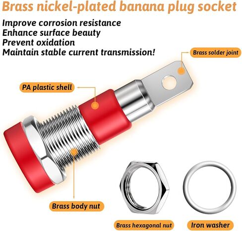 10 PCS Banana Jack Socket Female Banana Plug Connectors Bananas Jack Red and Black Female Socket Binding Post Adapter Brass Soldering Females Sockets Binding Post Adapter for DIY Test Projects in Saudi Arabia
