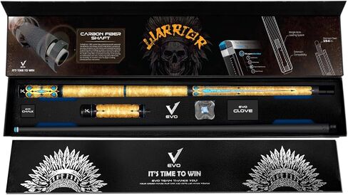 EVO Warrior Combo Maxbing Edition - Carbon Fiber Pool Cue Stick, 3/8 * 8 Pin Joint and 12.5mm Tip, Accessories 6" Extension, TIME Tip, Evo Chalk, Evo Glove in Saudi Arabia