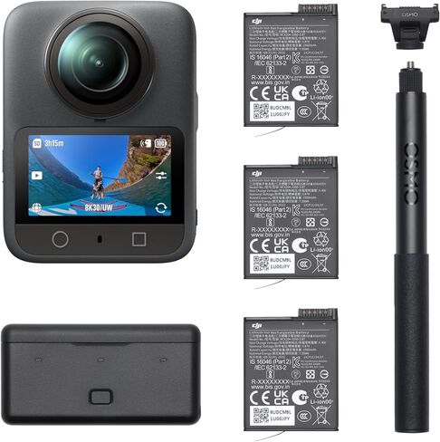 COMBO DJI OSMO 360 Adventure ، 360 كاميرا مع تصوير 1 بوصة 360 درجة ، عمر البطارية الممتد مع 3 بطاريات ، فيديو 8K 360 ° ، 4K/120 إطارًا في الثانية و 170 درجة ، كاميرا الحركة للرياضة ، VLOG in Kuwait