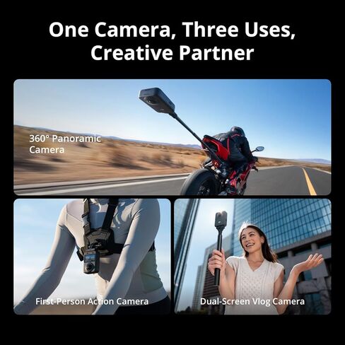 COMBO DJI OSMO 360 Adventure ، 360 كاميرا مع تصوير 1 بوصة 360 درجة ، عمر البطارية الممتد مع 3 بطاريات ، فيديو 8K 360 ° ، 4K/120 إطارًا في الثانية و 170 درجة ، كاميرا الحركة للرياضة ، VLOG in Kuwait