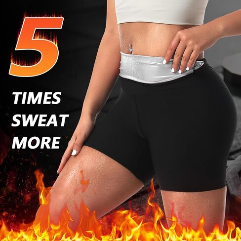 JBT Sauna Sweat Shorts for Women High Waist Slimming Compression Workout Pants for Thighs and Tummy Control in Saudi Arabia