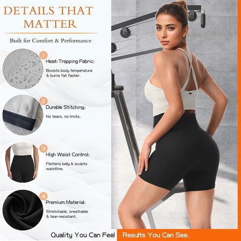 JBT Sauna Sweat Shorts for Women High Waist Slimming Compression Workout Pants for Thighs and Tummy Control in Saudi Arabia