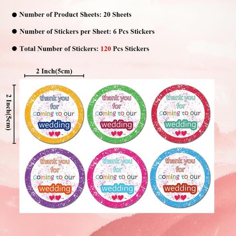 120pcs شكرا لك على الاحتفال مع ملصقات لي ، 2 بوصة ملونة شكر ملصق لك الملصقات ، جولة زفاف عيد ميلاد ديكورات الصناديق والأظرف والبطاقات in Kuwait