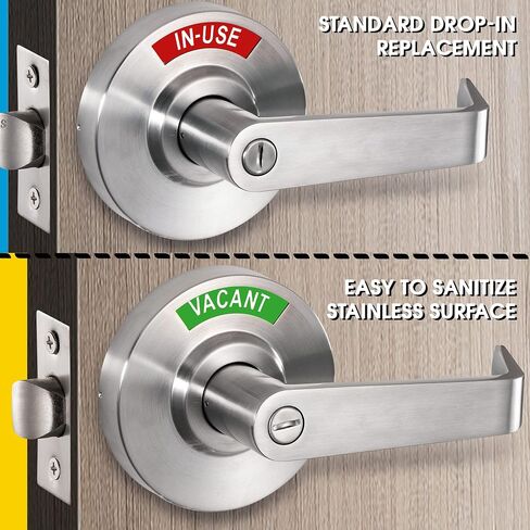 VACANTSPACE Vacant or in-Use Bathroom Indicator Privacy Handle Lock with Extra Large Window, Commercial ANSI Grade 2, for All Women Men Restrooms, Stainless Steel in Saudi Arabia