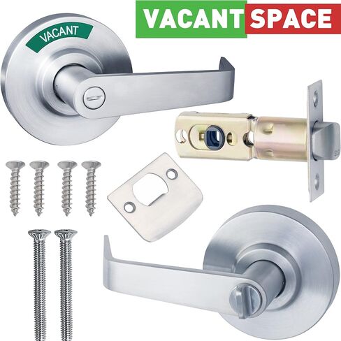 VACANTSPACE Vacant or in-Use Bathroom Indicator Privacy Handle Lock with Extra Large Window, Commercial ANSI Grade 2, for All Women Men Restrooms, Stainless Steel in Saudi Arabia