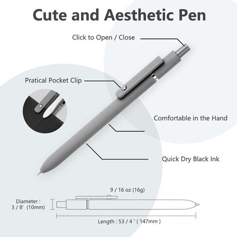 Miutme Gel Als ، 0.5mm Quick Black حبر حبر سوداء أقلام الكتابة على نحو سلس ، نقطة حبر للمستلزمات المدرسية ، هدية للنساء الطالبات (التدرج-6pcs) in Kuwait