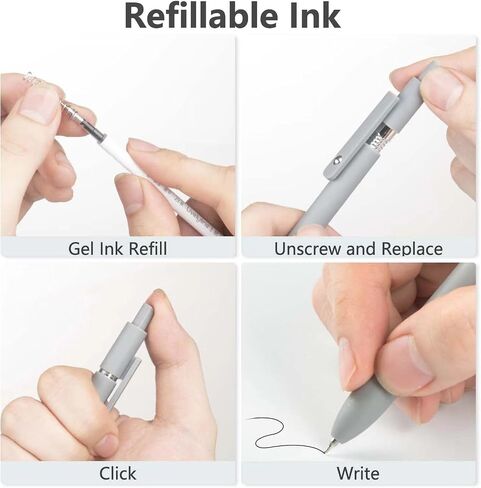 Miutme Gel Als ، 0.5mm Quick Black حبر حبر سوداء أقلام الكتابة على نحو سلس ، نقطة حبر للمستلزمات المدرسية ، هدية للنساء الطالبات (التدرج-6pcs) in Kuwait