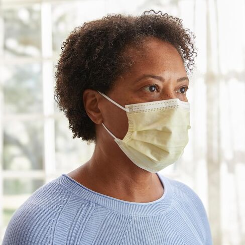 McKesson Medical Face Masks, Level 1 - Pleated with Ear Loops, Non-Sterile, Yellow - One Size Fits Most Adults, 7 in x 3.75 in, 50 Count, 1 Pack in Saudi Arabia