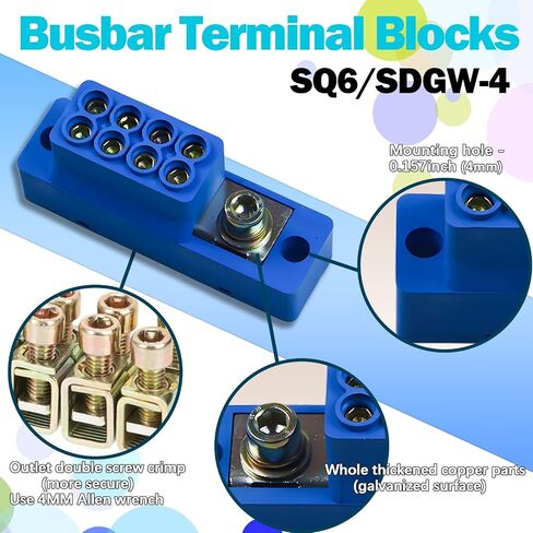 Busbar Terminal Block 1-in-4-Out | 12V-690V 60A High Current Power Distribution | Flame Retardant PC | with Thickened Copper Busbars for Industrial/EV Systems 1 Pack in Saudi Arabia