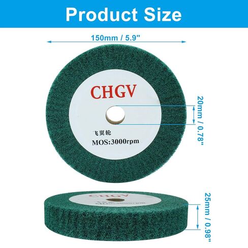 150 ملم × 25 مم عجلة صقل نايلون غير المنسوج ، 320 حبة مطحنة مقعد أحمر من النايلون عجلة رسم نايلون (1pcs ، أحمر) in Kuwait