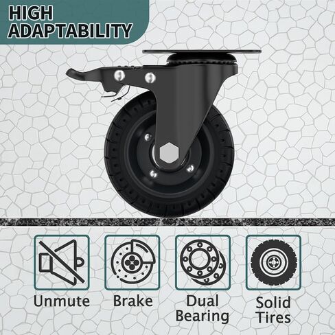 عجلات مربع دوارة 4 بوصة مع فرامل مزدوجة ، ما يصل إلى 1000 رطل ، مجموعة من 4 ، المطاط الصلب ، حافة الحديد الزهر ، عجلات صفيحة ، في الهواء الطلق ، مجانية مسطحة للعربات ، دوللي ، طاولة عمل ، عربة ، DIY in Kuwait