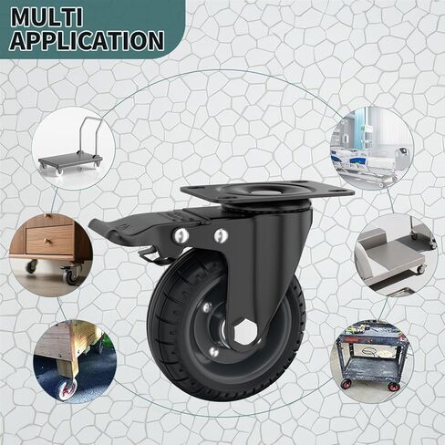 عجلات مربع دوارة 4 بوصة مع فرامل مزدوجة ، ما يصل إلى 1000 رطل ، مجموعة من 4 ، المطاط الصلب ، حافة الحديد الزهر ، عجلات صفيحة ، في الهواء الطلق ، مجانية مسطحة للعربات ، دوللي ، طاولة عمل ، عربة ، DIY in Kuwait