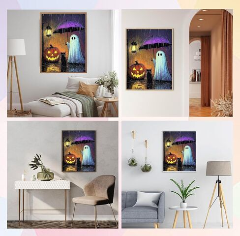 Qenspe 5d Diamond Art Crow & Moon Diy Round Clow Drill Diamond Painting Kits للمبتدئين ، ونقاط الماس الهالوين للبالغين ، وديكور الجدار المنزلي وهدية مثالية للاسترخاء 12x16 بوصة in Kuwait