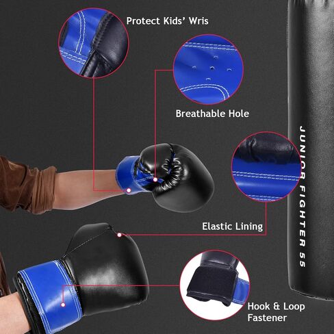 GYMAX Kids Punching Bag Set, Prefilled Junior Kick Boxing Bag Kit with Gloves & Jumping Rope, Heavy Duty Wall Mounted Punching Bag for Youth MMA, Martial Kungfu Thai Training in Saudi Arabia