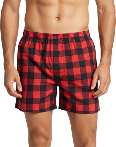 Andrew Scott Men's 4 Pack Cotton Flannel Super Soft Woven Boxer Shorts in Kuwait