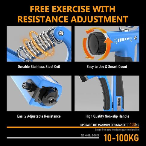 JKSHMYT Grip Strength Trainer Kits (5 Pack), Adjustable Resistance Forearm Strengthener, Hand Gripper Strengthener for Muscle Building and Injury Recovery for Athletes in Kuwait