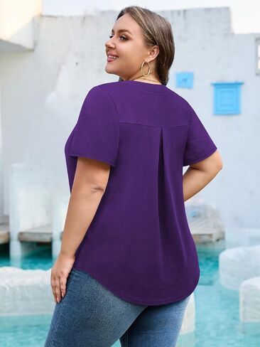 Siddhe Plus Summer Summer Tops for Women 2025 Tunic Tunic Tops Shorty Dary Casual Pleated V Deck Derts XL-5XL in Saudi Arabia