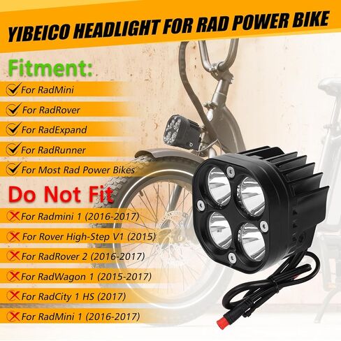 مجموعة المصابيح الأمامية لقوة RAD/لـ RADMINI/لـ RADROVER/لـ RADEXPAND/لـ RADRUNNER ، مصباح LED 6000K LED ، مصباح أمامي مقاوم للماء أربعة مصابيح واضحة ، إكسسوارات RAD in Saudi Arabia