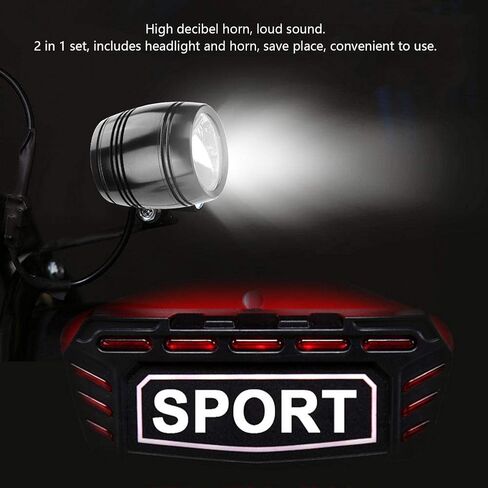E Headlight 2 in 1 Electric Front Light Headlamp with 1.5m Length Cable Includes Headlight and Horn in Saudi Arabia