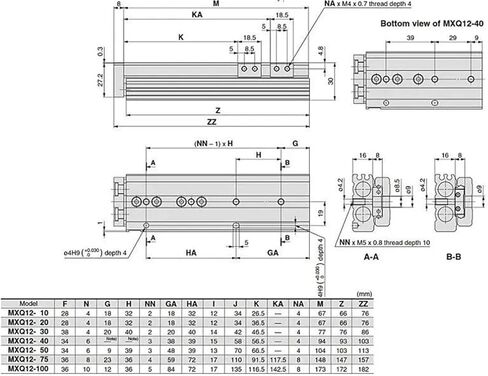 MXQ12-10 MXQ12-20 MXQ12-30 MXQ12-40 MXQ12-50 نوع الشريحة الهوائية الأسطوانة الأسطوانية HLQ (MXQ12-10 ، مع الملحقات في) in Saudi Arabia