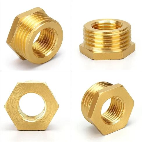 Brass Hex Bushing Reducer Pipe Fitting F To M Threaded 1/8 1/4 3/8 1/2 3/4 Reducing Copper Water Gas Adapter Coupler Connector(5mm To M 01) in Kuwait