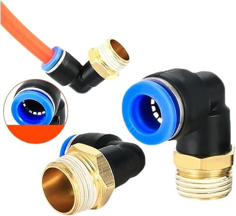 تجهيزات PL الكوع الهوائية 1/4 3/8 1/2 1/8 موصل ترابط الذكور السريع L شكل PUSH-INT OD 6MM 8MM 10MM 12MM (10-01،50pcs) in Kuwait