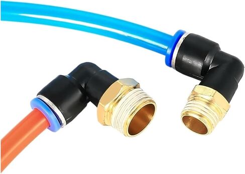 تجهيزات PL الكوع الهوائية 1/4 3/8 1/2 1/8 موصل ترابط الذكور السريع L شكل PUSH-INT OD 6MM 8MM 10MM 12MM (10-01،50pcs) in Kuwait