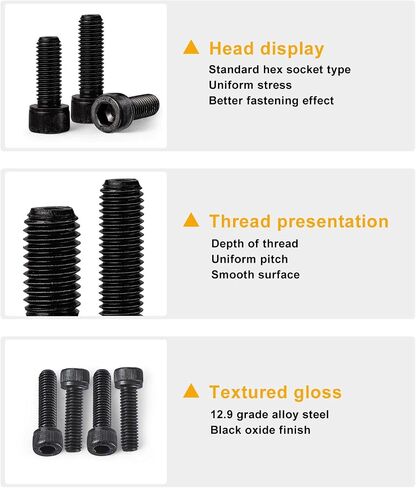M10-1.5 x 20mm 10pcs Hex Socket Head Cap Screws Bolts, 12.9 Grade Alloy Steel, Black Oxide Finish, Metric Allen Drive, Full Thread in Kuwait