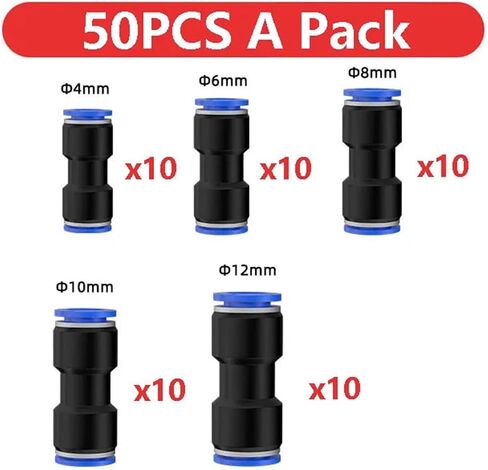 30/40/50/60/70 Pieces Pneumatic Connectors Air Push-On Plastic Connectors 6/8/10/12mm Air Pipe Quick Connectors PU Air Hose(Brown,4mm) in Saudi Arabia