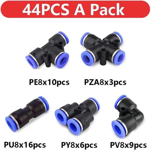 30/40/50/60/70 Pieces Pneumatic Connectors Air Push-On Plastic Connectors 6/8/10/12mm Air Pipe Quick Connectors PU Air Hose(Brown,4mm) in Saudi Arabia