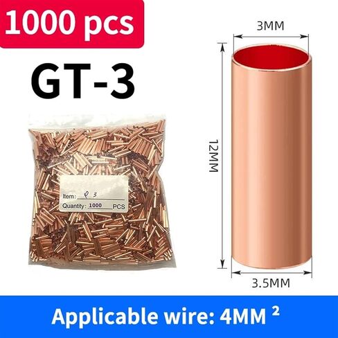 1000PC φ1.5/2/2.5/3/4/5/6/7/8/10 mm GT Copper Connecting Pipe Connection Tube Wire Connector Cold Crimping Terminal(Crimping Pliers) in Saudi Arabia