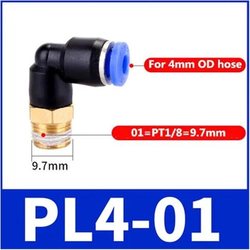 تجهيزات PL الكوع الهوائية 1/4 3/8 1/2 1/8 موصل ترابط الذكور السريع L شكل PUSH-INT OD 6MM 8MM 10MM 12MM (10-01،50pcs) in Kuwait