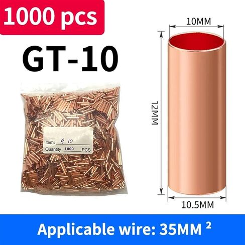 1000PC φ1.5/2/2.5/3/4/5/6/7/8/10 mm GT Copper Connecting Pipe Connection Tube Wire Connector Cold Crimping Terminal(Crimping Pliers) in Saudi Arabia