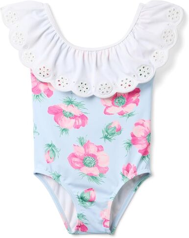 Janie and Jack Girls' Floral Eyelet One-Piece Swim (Toddler/Little Big Kid) in Saudi Arabia