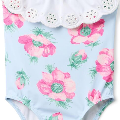 Janie and Jack Girls' Floral Eyelet One-Piece Swim (Toddler/Little Big Kid) in Saudi Arabia