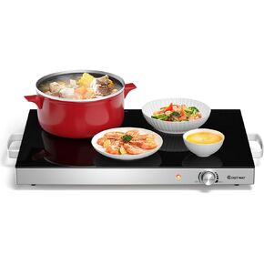 COSTWAY Electric Food Warming Tray, 25" x 15" Food Warmer for Parties with Adjustable Temperature Control, ETL Certified, Tempered Glass Surface, Electric Hot Plate for Buffets, Restaurants (2) in Saudi Arabia