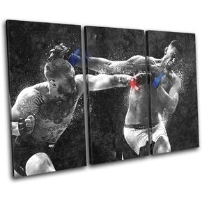 Bold Bloc Design - Conor McGregor Nate Diaz UFC MMA Sports 120x80cm Treble Canvas Art Print Box Framed Picture Wall Hanging - Hand Made in The UK - Framed and Ready to Hang in Saudi Arabia