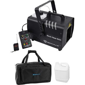 حزمة Rockville: (1) Rockhaze 1000 CFM DMX Hazer Machine DJ/Club Haze+2 Bundle مع (1) حقيبة سفر مقاومة للماء لآلة الضباب/الضباب (عنصران) in Kuwait