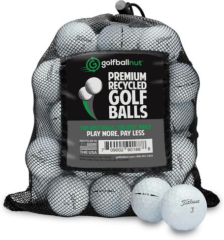 كرات الجولف المعاد تدويرها لـ Titleist Avx- الأداء المتميز تستخدم كرات الجولف Bulk 4A بالقرب من حالة النعناع- تشمل حقيبة شبكة- (24-48) ، أبيض in Kuwait