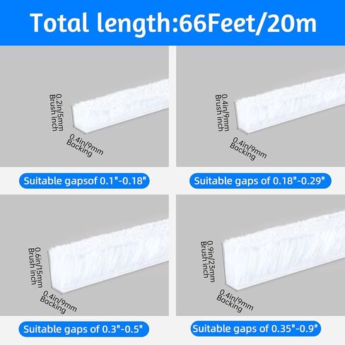 Weather Stripping Door Window Seal Strip 33 Ft, Selfadhesive Strong Adhesion, soundproofing, Draft Blocker, Dustproof, Suitable for Doors and Windows Cabinet Doors, 0.2 Inch Thick, White in Kuwait
