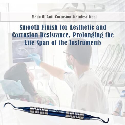 Dental Anterior Posterior Sickle Scaler H6/H7 Periodontal Instrument, Stainless Steel Oral Hygiene Instrument, Hollow Handle Blue Titanium Coated Double Ended Dental Veterinary Instrument in Saudi Arabia