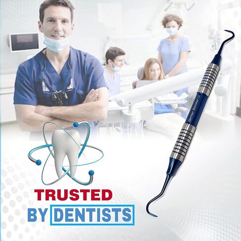 Dental Anterior Posterior Sickle Scaler H6/H7 Periodontal Instrument, Stainless Steel Oral Hygiene Instrument, Hollow Handle Blue Titanium Coated Double Ended Dental Veterinary Instrument in Saudi Arabia