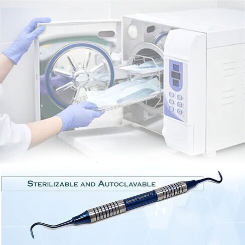 Dental Anterior Posterior Sickle Scaler H6/H7 Periodontal Instrument, Stainless Steel Oral Hygiene Instrument, Hollow Handle Blue Titanium Coated Double Ended Dental Veterinary Instrument in Saudi Arabia