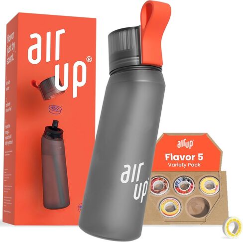 Air Up® Water Bottle (22 أوقية) للمدرسة ، الرياضة ، صالة الألعاب الرياضية | يتضمن 5 قرون الرائحة والقش | زجاجة بنكهة باللون الرمادي - أيضًا للأطفال ، الأولاد ، الفتيات | لا سعرات حرارية وخالية من السكر ومناسبة للكربنة in Kuwait